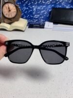 SQUARE SUNGLASSES 632032 IN BLACK ACETATE SILVER METAL - Image 17