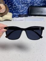 SQUARE SUNGLASSES 3392 IN BLACK ACETATE BLACK LENSES - Image 8