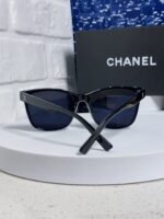 SQUARE SUNGLASSES 3392 IN BLACK ACETATE BLACK LENSES - Image 4