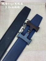 HM H BELT BUCKLE & REVERSIBLE NAVY BLUE STRAP 38MM BLACK HARDWARE - Image 4