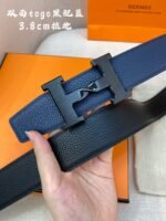 HM H BELT BUCKLE & REVERSIBLE NAVY BLUE STRAP 38MM BLACK HARDWARE - Image 12