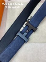 HM H BELT BUCKLE & REVERSIBLE NAVY BLUE STRAP 38MM BLACK HARDWARE - Image 9