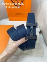 HM H BELT BUCKLE & REVERSIBLE NAVY BLUE STRAP 38MM BLACK HARDWARE - Image 8