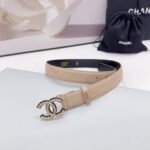 CC 30MM BELT IN BEIGE CREAM EMBROIDERED CALFSKIN METAL HARDWARE - Image 3