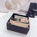 CC 30MM BELT IN BEIGE CREAM EMBROIDERED CALFSKIN METAL HARDWARE - Image 14