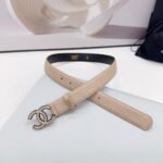 CC 30MM BELT IN BEIGE CREAM EMBROIDERED CALFSKIN METAL HARDWARE - Image 4