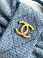 CHANEL 25S MAXI BOW BAG 26 IN BLUE DENIM WITH GOLD HARDWARE - Image 12