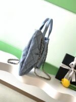 CHANEL 25S MAXI BOW BAG 38 IN BLUE DENIM WITH GOLD HARDWARE - Image 16