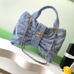 CHANEL 25S MAXI BOW BAG 38 IN BLUE DENIM WITH GOLD HARDWARE - Image 10