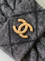 CHANEL 25S MAXI BOW BAG 26 IN DARK GREY DENIM WITH GOLD HARDWARE - Image 2