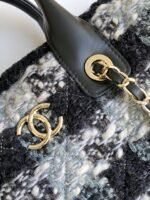 CHANEL 25S SHOPPING BAG 34 IN BLACK MIX GREY TWEED - Image 8