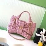 CHANEL 25S BOW BAG 38 IN PINK TWEED WITH GOLD HARDWARE - Image 10