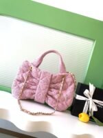 CHANEL 25S BOW BAG 38 IN PINK TWEED WITH GOLD HARDWARE - Image 16