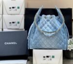 CC 25 HANDBAG 40 IN BLUE DENIM GOLD HARDWARE - Image 5