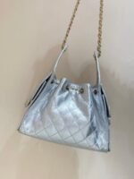 CC 25 HANDBAG IN SILVER-TONE 30 GRAINED CALFSKIN GOLD HARDWARE - Image 13