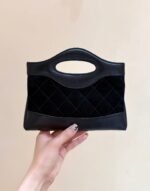25S CHANEL MINI SHOPPING BAG 20 IN BLACK SUEDE CALFSKIN - Image 11