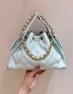 CHANEL 25S HANDBAG IN PALE CYAN 30 CALFSKIN GOLD HARDWARE - Image 15