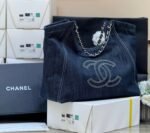 CHANEL 25S VINTEGA DENIM TOTE BAG 48 IN BLUE DENIM SILVER HARDWARE - Image 7