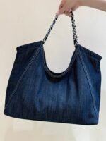 CHANEL 25S VINTEGA DENIM TOTE BAG 48 IN BLUE DENIM SILVER HARDWARE - Image 11