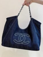 CHANEL 25S VINTEGA DENIM TOTE BAG 48 IN BLUE DENIM SILVER HARDWARE - Image 5