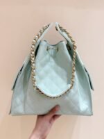 CHANEL 25S HANDBAG IN PALE CYAN 40 GRAINED CALFSKIN GOLD HARDWARE - Image 2