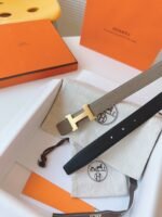MINI H BELT BUCKLE & REVERSIBLE CAMEL BROWN LEATHER STRAP 24 MM GOLD HARDWARE - Image 13