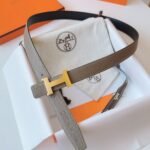 MINI H BELT BUCKLE & REVERSIBLE CAMEL BROWN LEATHER STRAP 24 MM GOLD HARDWARE - Image 10
