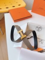 MINI H BELT BUCKLE & REVERSIBLE CAMEL BROWN LEATHER STRAP 24 MM GOLD HARDWARE - Image 18