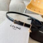 CELINE 25S BELT 18MM IN BLACK ELEGANT CHARM TAURILLON GOLD HARDWARE 585792 - Image 10
