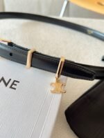 CELINE 25S BELT 18MM IN BLACK ELEGANT CHARM TAURILLON GOLD HARDWARE 585792 - Image 3