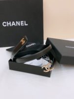 DOUBLE C BELT 20MM IN BLACK CALFSKIN WITH GOLD-TONE CHAIN INTERWOVEN BUCKLE - Image 2