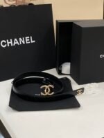 DOUBLE C BELT 20MM IN BLACK CALFSKIN WITH GOLD-TONE CHAIN INTERWOVEN BUCKLE - Image 9