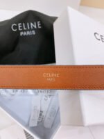 CELINE 25S BELT TRIOMPHE TAURILLON 25MM IN BROWN CALFSKIN AND DENIM 558351 - Image 10