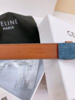 CELINE 25S BELT TRIOMPHE TAURILLON 25MM IN BROWN CALFSKIN AND DENIM 558355 - Image 11