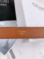CELINE 25S BELT TRIOMPHE TAURILLON 25MM IN BROWN CALFSKIN AND DENIM 558357 - Image 11