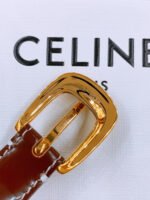 CELINE 25S BELT 18MM WITH ARC DE TRIOMPHE BUCKLE IN BURNT UMBER 571505 - Image 3